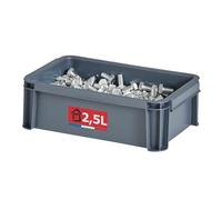SUNDIS Master Box, bac de rangement 2,5L en plastique recyclé, robuste et renforcé, parois droites, superposable et combinable, idéal pour l’atelier, le bricolage ou le transport