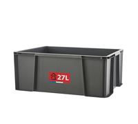 SUNDIS Master Box, bac de rangement 27L en plastique recyclé, robuste et renforcé, parois droites, superposable et combinable, idéal pour l’atelier, le bricolage ou le transport