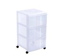 Sundis Modulo, Tour de Rangement en Plastique Transparent, avec roulettes, 3 Grands tiroirs, Hauteur 65 cm, idéale Rangement Bureau, Cours, Documents, Fournitures, Accessoires