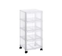 Sundis Modulo, Tour de Rangement en Plastique Transparent, avec roulettes, 4 Grands tiroirs, Hauteur 85 cm, idéale Rangement Bureau, Cours, Documents, Fournitures, Accessoires