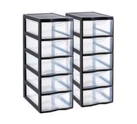 SUNDIS Orgamix, tour de rangement plastique A4, 5 tiroirs, lot de 2