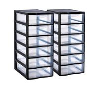 SUNDIS Orgamix, tour de rangement plastique A4, 6 tiroirs, lot de 2