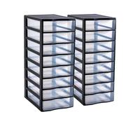 SUNDIS Orgamix, tour de rangement plastique A4, 8 tiroirs, lot de 2