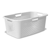 SUNDIS Pixel, panier à linge 40l, en plastique recyclé, blanc cassé, 4 poignées latérales, aération sur les 4 côtés