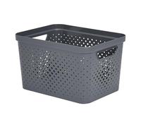 SUNDIS Pixel, panier de rangement 16l, en plastique gris recyclé, empilable, idéal pour la salle de bain, la chambre, la décoration ou le bureau