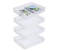 SUNDIS Pure Box, lot de 4 petites boîtes de rangement en plastique transparent, format A4, idéales pour petits objets, accessoires, loisirs créatifs et petites fournitures