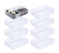 SUNDIS Pure Box, lot de 8 petites boîtes de rangement en plastique transparent, format A5 flat, idéales pour petits objets, accessoires, loisirs créatifs et petites fournitures
