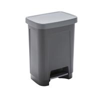 SUNDIS Step Bin, poubelle à pédale 25L, en plastique noir et gris | Rectangulaire, pour cuisine, bureau, buanderie, garage, atelier, salle de bain