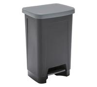 SUNDIS Step Bin, poubelle à pédale 50L, en plastique noir et gris | Rectangulaire, pour cuisine, bureau, buanderie, garage, atelier, salle de bain