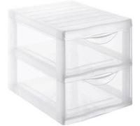 SUNDIS Orgamix, petite tour de rangement en plastique transparent, 2 tiroirs format papier A4, hauteur 25,5 cm, superposable, idéale rangement bureau, cours, documents, fournitures