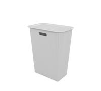 SUNDIS Vibes, panier à linge avec couvercle en plastique, 40l, blanc cassé, idéal pour les petits espaces, 2 poignées latérales et 1 poignée au-dessous