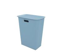 SUNDIS Vibes, panier à linge avec couvercle en plastique, 40l, bleu artic, idéal pour les petits espaces, 2 poignées latérales et 1 poignée au-dessous