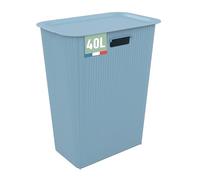 SUNDIS Vibes, panier à linge avec couvercle en plastique, 40l, bleu artic | Rectangulaire, idéal pour les petits espaces, 2 poignées latérales et 1 poignée au-dessous