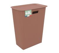 SUNDIS Vibes, panier à linge avec couvercle en plastique, 40l, idéal pour les petits espaces, 2 poignées latérales et 1 poignée au-dessous