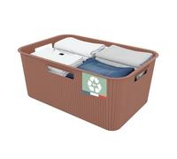 SUNDIS Vibes, panier à linge en plastique, 40l grande capacité, marron moka, 4 poignées ergonomiques