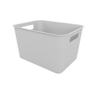 SUNDIS Vibes, panier de rangement plastique, blanc cassé, 14L, avec poignées, empilable, idéal pour petits objets et accessoires de la salle de bain, la chambre, la cuisine ou le bureau