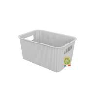 SUNDIS Vibes, panier de rangement plastique, blanc cassé, 4L, avec poignées, empilable, idéal pour petits objets et accessoires de la salle de bain, la chambre, la cuisine ou le bureau