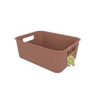 SUNDIS Vibes, panier de rangement plastique, marron moka, 10L, avec poignées, empilable, idéal pour petits objets et accessoires de la salle de bain, la chambre, la cuisine ou le bureau
