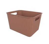 SUNDIS Vibes, panier de rangement plastique, marron moka, 14L, avec poignées, empilable, idéal pour petits objets et accessoires de la salle de bain, la chambre, la cuisine ou le bureau