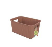 SUNDIS Vibes, panier de rangement plastique, marron moka, 4L, avec poignées, empilable, idéal pour petits objets et accessoires de la salle de bain, la chambre, la cuisine ou le bureau
