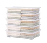 Sundis View Box, boîte de rangement avec roues et couvercle, 50l, lot de 5, en plastique transparent, superposable et empilable, idéale pour ranger sous le lit