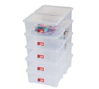 SUNDIS View Box, boîtes de rangement plastique avec couvercle, lot de 10, 10l, superposables et empilables, idéales pour les petits objets de la maison et du bureau