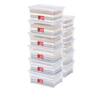 SUNDIS View Box, boîtes de rangement plastique avec couvercle, lot de 11, 17l, superposables et empilables, idéales pour ranger les armoires, le bureau, la buanderie, la salle de bain