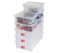 SUNDIS View Box, boîtes de rangement plastique avec couvercle, lot de 11, 17l, superposables et empilables, idéales pour ranger les armoires, le bureau, la buanderie, la salle de bain