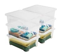 Sundis View Box, boîtes de rangement plastique avec couvercle, lot de 6, 17l, superposables et empilables, idéales pour ranger les armoires, le bureau, la buanderie, la salle de bain