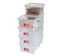 SUNDIS View Box, boîtes de rangement plastique avec couvercle, lot de 9, 24l, superposables et empilables, idéales pour ranger les armoires, le bureau, la buanderie, la salle de bain