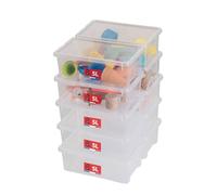 SUNDIS View Box, lot de 10 petites boîtes de rangement 5l en plastique transparent, avec couvercle, superposables et empilables, idéales pour les cosmétiques, bijoux, stylos, feutres, perles