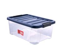 SUNDIS Wave Box, boîte de rangement avec couvercle clipsable 10l, en plastique transparent, superposable et empilable, idéale pour la chambre, le dressing, les chaussures, le bureau, le bricolage