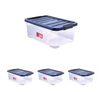 Sundis Wave Box, boîte de rangement avec couvercle clipsable 10l, en plastique transparent, superposable et empilable, idéale pour la chambre, le dressing, les chaussures, le bureau, le bricolage