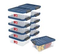 SUNDIS Wave Box, petite boîte de rangement avec couvercle clipsable, lot de 11, 3l, en plastique transparent, superposable et empilable, idéale pour les cosmétiques, bijoux, accessoires