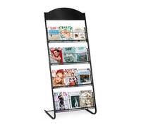 SUNDOY Porte-revues | Présentoir à livres sur pied avec 4 poches | Design noir élégant pour la maison et le bureau (sans roulettes)