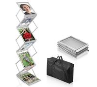 SUNDOY Présentoir à brochures portable A4 avec 6 compartiments d'exposition - Support de sol pliable des deux côtés pour brochures, dépliants, magazines et catalogues pour expositions, showroom et