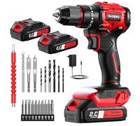 Sundpey Perceuse Visseuse Sans Fil 21V - Max 70Nm Brushless Visseuse Devisseuse Sans Fil avec 2 Batteries 2.0Ah, 23+3 Réglages de Couple, Mandrin 10mm, LED, 2 Vitesses Perceuse à Percussion Bricolage