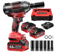 SundpeyPRO 1500 N.m Clé à Chocs Sans Fil Brushless, 21V Boulonneuse à Choc Electrique avec 2x4000 mAh Batteries & 6 Douilles & Chargeur, 2800 RPM Clé à Chocs Électrique pour la Voiture et la Maison