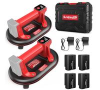 SundpeyPRO 2 PièCes Ventouse Carrelage, 10" Ventouse Vitre éLectrique, Ventouses à Vide Robuste, Charge Maximale 300KG/662Lbs, avec 4*3,0Ah Batteries, Ventouses Pour Soulever Carreaux, Granit, Marbre