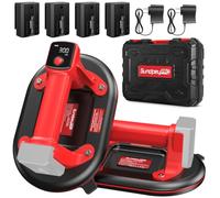 SundpeyPRO 2 x Ventouse Carrelage éLectrique 300KG, avec 4x 3,0Ah Batteries | 2 x Chargeurs & Boîte à Outils Portable, Écran LCD, 24cm Ventouses Vitre Pour Soulever Carreaux, Verre, Granit, Marbre, Métal