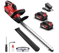 SundpeyPRO 52CM Taille Haie Batterie, 21V Brushless Taille Haie Electrique sans Fil avec 2 Batteries 4.0Ah, Lame Double Action 20Inch, 15.5mm Écartement des Dents pour Jardin, Haies et Arbustes
