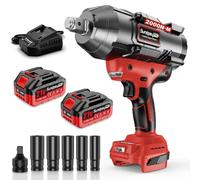 SundpeyPRO hoc Sans Fil 3/4" 21V avec 2 Batteries 4.0Ah et Chargeur Rapide, Clé à Impact Haute Puissance avec 5 Douilles à Choc (17/19/21/22/24mm) et Adaptateur 3/4" vers 1/2"