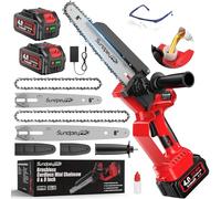 SundpeyPRO Mini Tronconneuse a Batterie 8 & 6 Pouces, Brushless Petite Tronconneuse sans Fil avec 2×4.0Ah Batteries, Système D'huile Automatique, Tension de Chaîne sans Outil， Coupe Branche Electrique