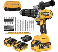 SundpeyPRO Perceuse Percussion Sans Fil 120Nm - 21V Brushless Perceuse Visseuse Sans Fil, 2 Batteries 4.0Ah, 20+3 Réglages de Couple pour Visseuse-Devisseuse, Mandrin 13mm, 2 Vitesses, 35 Accessoires