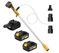 SundpeyPRO Pompe à Eau Sans Fil en Bâton, Portable 3 Sections Détachables | Arrêt Automatique, Débit 2725 L/h, Hauteur 9 m, 2 x 4,0 Ah Batteries, Chargeur, Tuyau 1,5 m, Pour le Drainage et l'Irrigation
