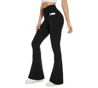 Sundwudu Black Flare Yoga Pants for Women - Soft High Waist Bootcut Leggings Tall & Long Bootleg Pants for Women