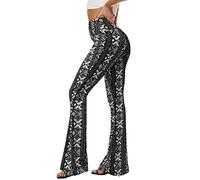 Sundwudu Leggings de yoga à pattes d'éléphant, ajustés aux cuisses et aux genoux, taille haute, doux et élégants, pantalon pour femme, noir, Taille M