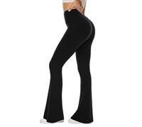 Sundwudu Leggings de Yoga à Pattes d'éléphant, ajustés aux Cuisses et aux Genoux, Taille Haute, Doux et élégants, Pantalon pour Femme, Noir, 1-Noir, Taille XL