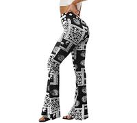 Sundwudu Leggings de yoga à pattes d'éléphant, ajustés aux cuisses et aux genoux, taille haute, doux et élégants pour femme Noir, Taille L