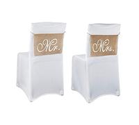 Suneast 1 paire de nœuds en toile de jute Mr & Mrs Chaise rustique Bannière Band Ensemble de vintage Chaise Sign Guirlande pour décoration de fête de mariage